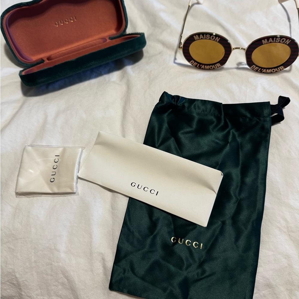 Gucci Sunglasses with Gold Accents and Case